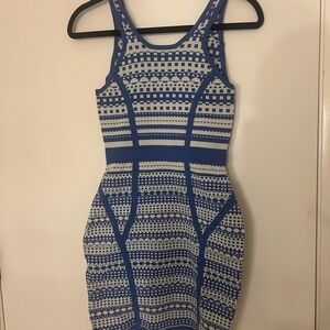 Blue and White Patterned Women's Dress